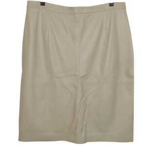 PURE Collection Soft Nappa Leather Pencil Skirt In Taupe Size 12